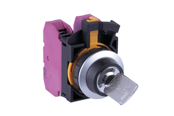 IDEC 22mm Key Selector Switch; Round; 2-Position; 1NO / 1NC; Maintained; 10A (Thermal); Key Removal: Left Position